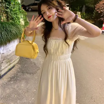 Shop Korean Midi Dress For Women Casual Dress Plus Size Dress Beige with  great discounts and prices online - Feb 2024