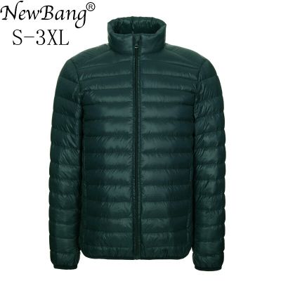 ZZOOI NewBang Brand Mens Down Jacket Ultralight Down Jacket Men Stand Collar Winter Feather Windbreaker Thin Parka With Carry Bag