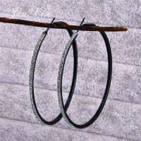 JUNXIN Black/Gold/Silver Color Matte Big Circle Hoop Earrings For Women Men Hip Hop Party Round Large Scrub Earrings Female Male