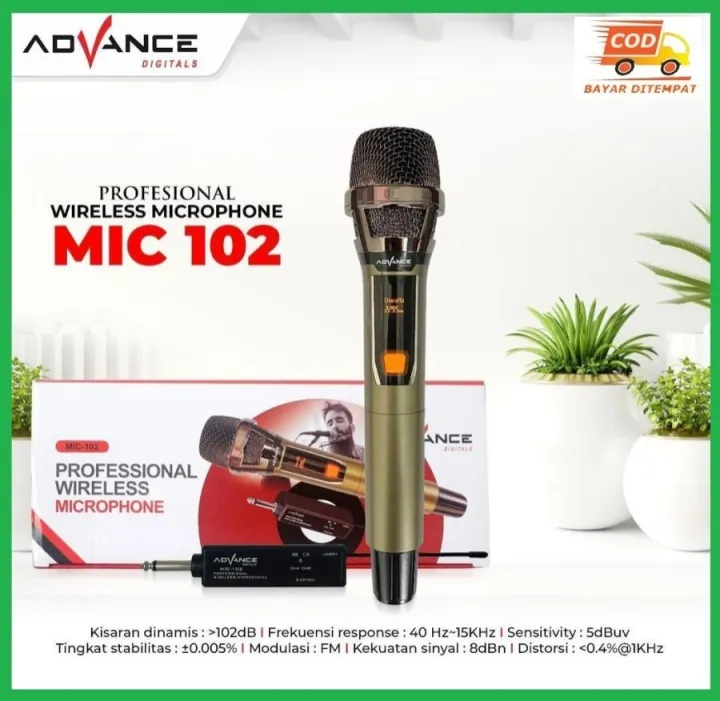 Mic wireless single advance 102 dan 101 Mic Profesional Wireless Microphone x