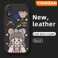 เคส Chenyyyka สำหรับ Vivo Y91 Y91i Y95 Y97 Y1s การ์ตูนหมีน่ารัก Maiden ดีไซน์ใหม่รูปแบบกันกระแทกเคสใส่โทรศัพท์หนังซิลิโคนนิ่มเลนส์กล้องถ่ายรูปเคสป้องกันที่ครอบคลุมทั้งหมด