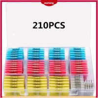 WUMENG 210PCS กันน้ำกันน้ำได้ ขั้วต่อปลายท่อหด 26-10 AWG ฉนวนกันความร้อน ชุดขั้วต่อสายไฟ พร้อมกล่องเก็บของ เกรดทางทะเล ขั้วต่อไฟฟ้าแบบจีบ ยานยนต์สำหรับรถยนต์