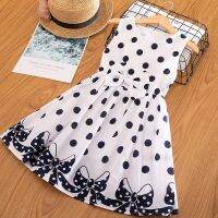 【Ladies shop】3YearsPolka DotSummer แขนกุด BowGown เสื้อผ้า Babydresses เสื้อผ้าเด็ก