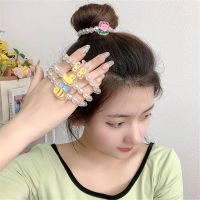 ดอกไม้ Scrunchie ผมเชือกผู้หญิงเครื่องประดับที่คาดผมแบบผ้าเชือกมัดผมเด็กผู้หญิงน่ารักแหวนสร้อยข้อมือ