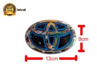 ป้ายโลโก้ TOYOTA พลาสติกเคลือบแก้วสีฟ้า Hybrid ขอบโครเมี่ยมขนาด 13.0 X 9.0 cm ติดท้าย vios yaris  commuter **** จบในร้านเดียว**จัดส่งไว