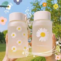 UNQCSA มีน้ำค้างแข็ง เดินทาง ดอกเดซี่ขนาดเล็ก 500ml โปร่งใส น่ารัก ถ้วยชา ขวดน้ำ เครื่องมือเดินทาง เครื่องดื่ม