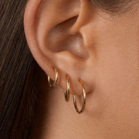 QNTR สแตนเลส3คู่ Minimalist Hoop ต่างหูสำหรับผู้หญิง Gold Tiny Round Circle Punk Unisex Rock Earring