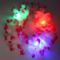 Light-Up Hawaii Leis Headband Garland LED Flashing Floral Wreath Hair Band Women Girls Party Headwear Hair Halloween