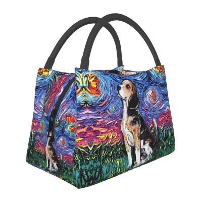Custom Starry Night Beagle Lunch Bag Men Women Cooler Thermal Insulated Lunch Box for Office Travel