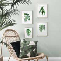 สไตล์นอร์ดิก Monstera Banana Leaf Wall Art พิมพ์ภาพวาดผ้าใบสำหรับตกแต่งห้องนั่งเล่น