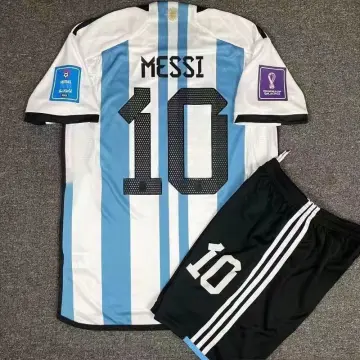 Argentina Lionel Messi World Cup Three Stars Home Jersey US Adult