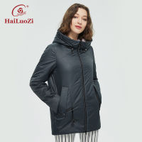 HaiLuoZi 2022 Womens Autumn Winter Jackets Zipper Hooded Women Coat Thin Cotton Fashion Short Warm Outwear Casual Parka 38