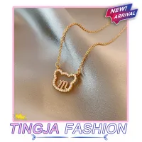 สร้อยคอตัวอักษร จี้หมี ออกแบบเรียบง่าย สไตล์เกาหลี แฟชั่นระดับไฮเอนด์ แฟชั่นใหม่ necklace 2022 สินค้าดีมีคุณภาพ พร้อมส่งจากไทย