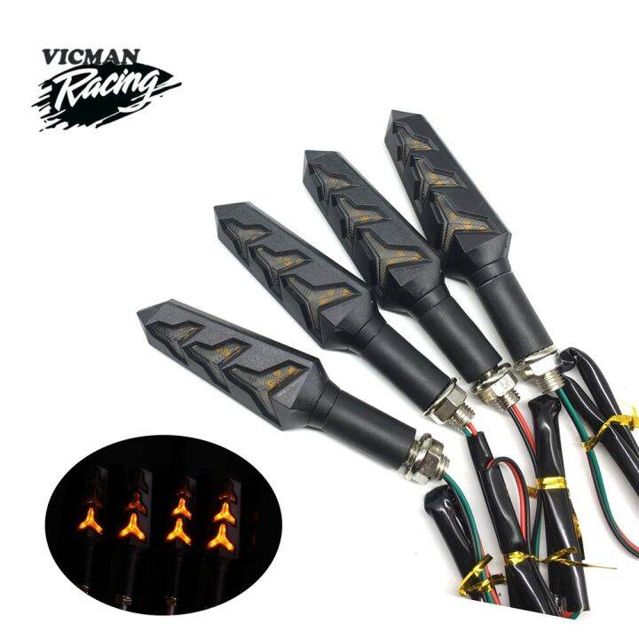 Motorcycle Water Fluid LED Turn Signals Blinker Lights Built Relay