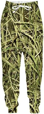 Mens and Womens 3D Reed Camouflage Hunting Oversized Streetwear Casual Trousers Sweatpants 03 Asian XXL