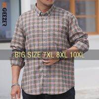 Kemeja Prio Kotak-Kotak Flanel Kebesaran 6XL 7XL 8XL 10XL Ukuran Besar Mode Kasual Longgar Lengan Panjang Katun Gaulembut Kualitas Tinggi