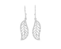 Jewelry Buffet Wavy Leaf Earring Sterling Silver 925 and Rhodium Plated