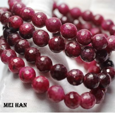 [WDD]⊙ Meihan (1bracelet/set) natural AAA Ruby faceted round stone loose beads stone bracelet for jewerly DIY making
