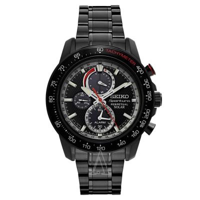 Seiko นาฬิกาข้อมือผู้ชาย Sportura Solar Chronograph Watch SSC373 - Black