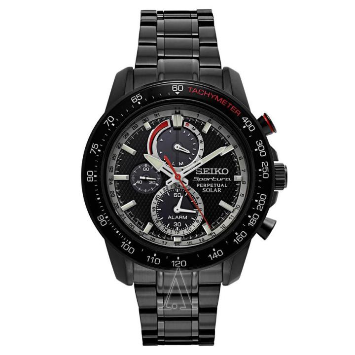 seiko-นาฬิกาข้อมือผู้ชาย-sportura-solar-chronograph-watch-ssc373-black