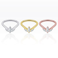 PiercingRoomByJay, Triple Marquise CZ Clicker Hoop ห่วงเพชรมาคี เงินแท้