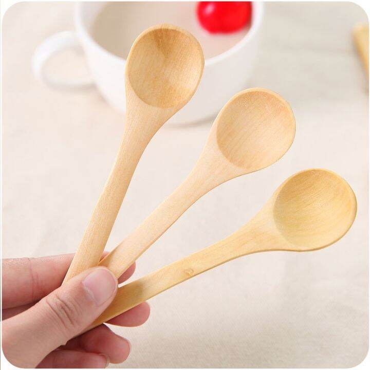 1/5Pcs Handmade Small Wooden Spoons Mini Wooden Spoons for Kids Multi Usage Kitchen Cooking
