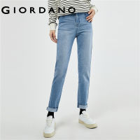 GIORDANO Women Jeans Moustache Effect Five-Pocket Denim Pants Mid Rise Slim Comfort Simple Fashion Casual Denim Jeans 13413212