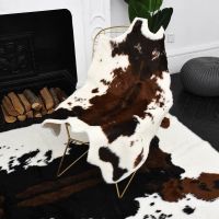 Cow Print Rug Faux Cowskin Animal Carpet Cute Fur Rug for Living Room 110x95cm/43.3x37.4