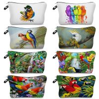 Travel Portable Ladies Makeup Bag Students Pencil Cases Parrot Print Cartoon Animal Toiletry Bag Women 39;s Cosmetic Bag Outdoor