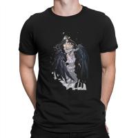 Mens T-Shirt Albedo Vintage Pure Cotton Tee Shirt Short Sleeve Japanese novel Overlord iv T Shirt Crew Neck Tops Gift Idea