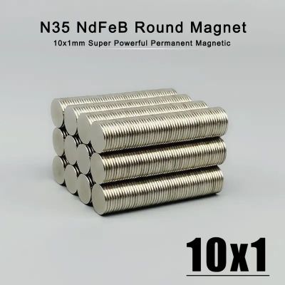 แม่เหล็ก 10x1มม. กลมแบน 10x1มิล Magnet Neodymium 10*1mm แม่เหล็กแรงสูง 10x1mm แรงดูดสูง ชุบนิเกิล ติดแน่น ติดทน พร้อมส่ง