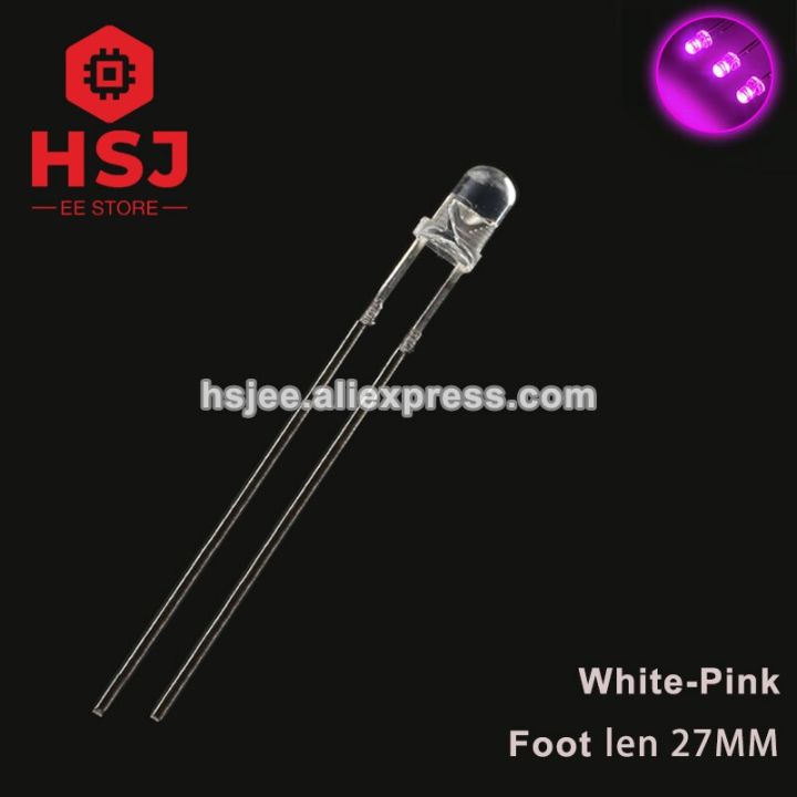 1000pcs-f3-3mm-led-diode-red-green-yellow-orange-white-blue-pink-uv-purple-fog-diy-light-emitting-diode-round-head-foot-len-27mmelectrical-circuitry-p