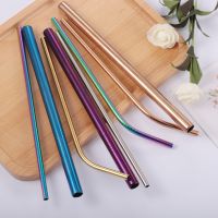 ♠ Reusable Metal Drinking Straws 304 Stainless Steel Sturdy Bent Straight Drinks Straw with Cleaning Brush Bar Party Accessory