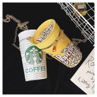 กระเป๋าทรงถัง Starbucks สตาร์บัค กระเป๋าสะพายไหล่ ป๊อบคอร์น  มีให้เลือก 4 ลาย กระเป๋าลายน่ารัก