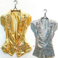 【YD】 Sequin Costumes Collar Tassel Jazz Sequined Jacket Men and women the same paragraph