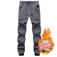 [COD] Mens winter fleece warm thickened casual large size cashmere mens slim fashion Korean version middle-aged trousers