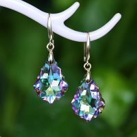 Female Rainbow Water Drop Earrings Boho Silver Color Zircon Stone Earrings Crystal Long Dangle Earrings For Women Girls