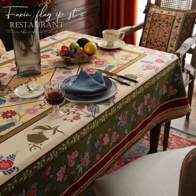 （HOT) ผ้าปูโต๊ะกาแฟอเมริกันผ้าปูโต๊ะสี่เหลี่ยมผ้าปูโต๊ะหรูหราเบาๆ * แผ่นรองโต๊ะผ้าใช้ในบ้านห้องรับแขกยุโรป
