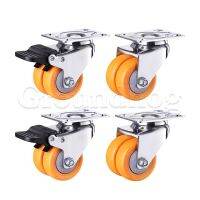 4Pcs Silent Swivel Castor Wheels 2 Inch Heavy Duty Double Row MPA Nylon Wheel With Brake For Trolley Maching Furniture Caster Furniture Protectors  Re