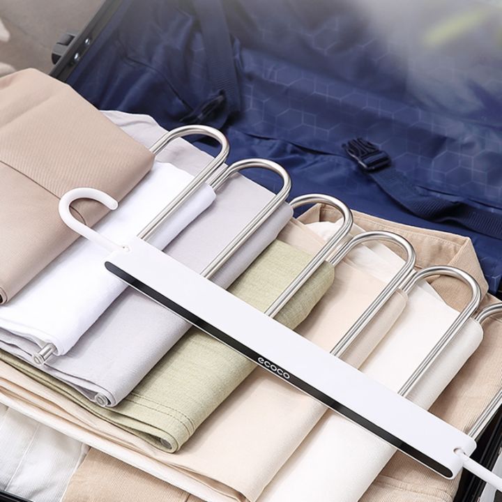 ecoco-multifunction-trouser-storage-rack-adjustable-pants-tie-storage-stainless-steel-clothes-hanger-towel-shelves