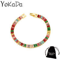 YOKADA สร้อยข้อมือทองเพทายสีสันสดใสสำหรับเป็นของขวัญเครื่องประดับแฟชั่นสำหรับผู้หญิง