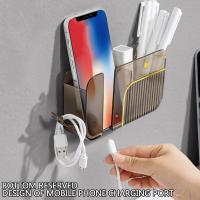 Nordic Style Wall Mounted Storage Box Holder Free Punching Air Phone Control Hanger Mobile Storage TV Conditioner Remote Q4J6