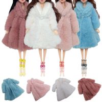 【CW】 Mini Doll Clothes Fur Plush Coat for barbie Dolls Long Sleeve Soft Faux Fur Coat Doll Accessories 30cm Winter Clothes Girls Toys