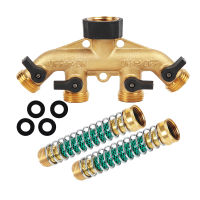 4 Way Garden Hose Splitters 2 Extension Spring Hose 4 Washers 3/4 Faucet Diverter Tap Hose Connector ท่อท่อ Splitter ผู้จัดจำหน่ายน้ำ2สวิตช์เปิด-ปิด