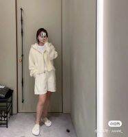 AW 2023ต้นฤดูใบไม้ร่วงเสื้อโค้ตคาร์ดิแกนมีฮู๊ดสั้นลายนูนโลโก้