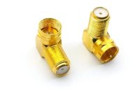 2pcs F Type Gold Plated Adapter F Male Plug to F Female Jack Right Angle RF Coaxial Curved Antenna RG6 Cable ADAPTER