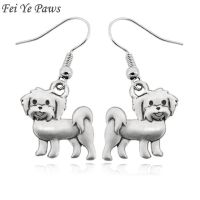 Antique Boho Simple Maltese Dog Drop Earrings Big Long Unique Animal Earrings Gifts For Women Love Oorbellen India Jewelry 2018