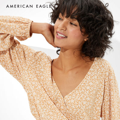 American Eagle Floral Wrap-Front Blouse เสื้อ เบลาซ์ ผู้หญิง ลายดอกไม้ (EWSB 035-3554-704)
