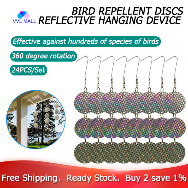 24PCS/Set Bird Repellent Discs Reflective Hanging Device to Keep Birds