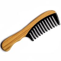 Hair Comb No Static Detangling Natural Aroma Handmade Wooden Buffalo Horn Comb Wide Tooth Comb